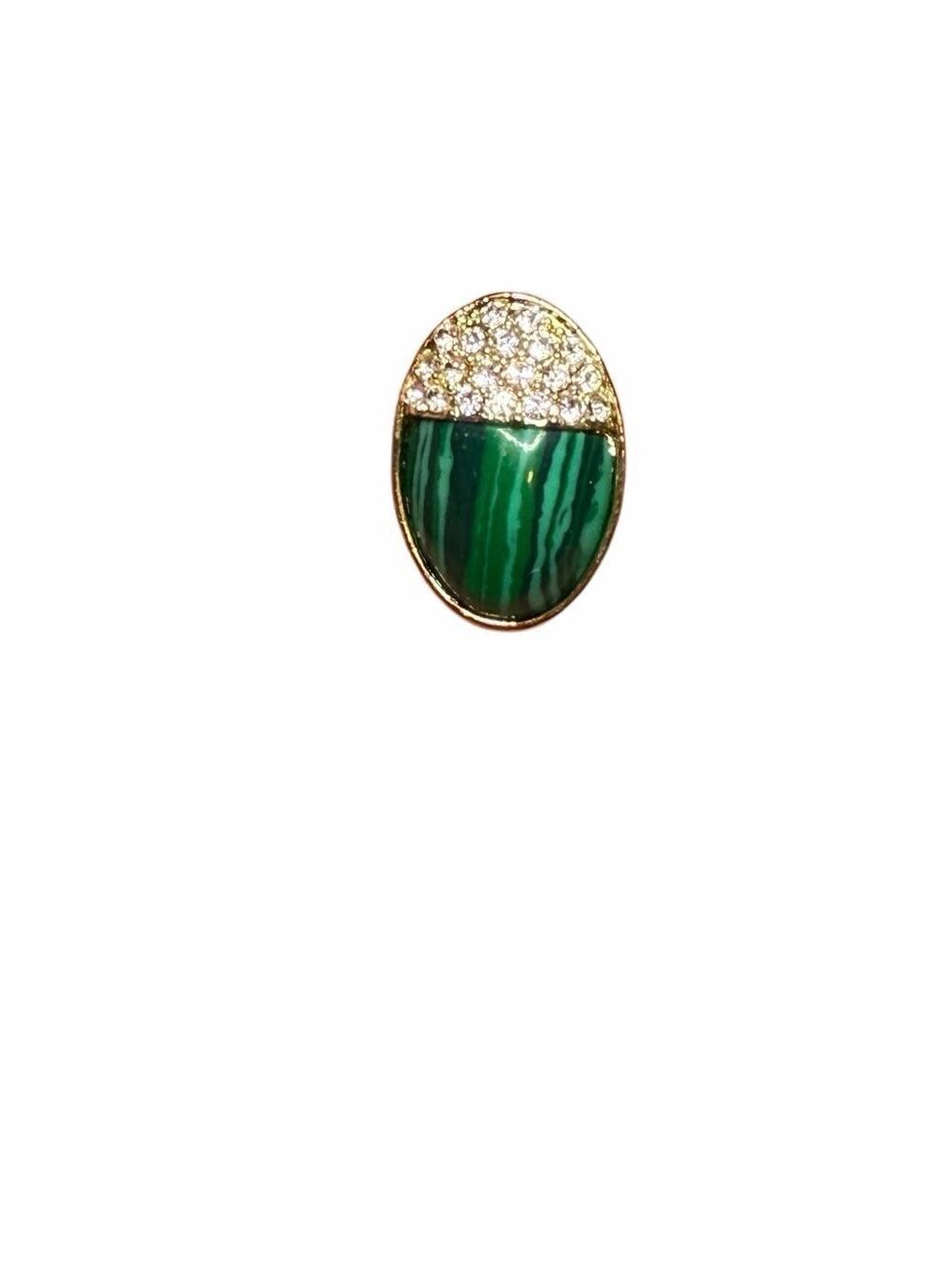 Michael Kors green and gold stud earrings with crystal accents